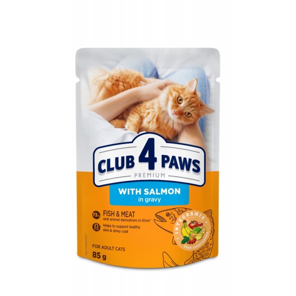 CLUB 4 PAWS Premium "With salmon in jelly". Complete canned pet food for adult cats 0,1 kg