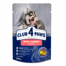 CLUB 4 PAWS Premium comida húmeda completa para cachorros de razas pequeñas con pavo en salsa
