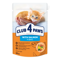 CLUB 4 PAWS Premium comida húmeda con salmon en salsa para gatitos