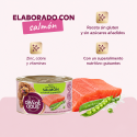 DELICKCIOUS™ Paté  - sabor a salmón con  arroz y guisantes verdes. Alimento completo equilibrado para perros adultos, 150 g.