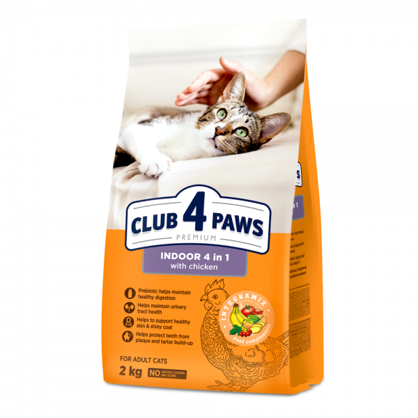 CLUB 4 PAWS Premium  pienso seco completo para atos adultos "INDOOR 4 en 1" - 2 kg