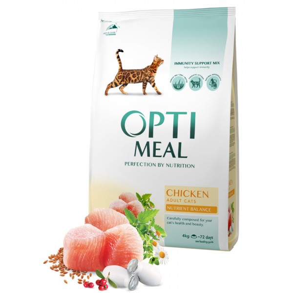OPTIMEAL™. Complete dry pet food for adult cats - chicken 4 kg