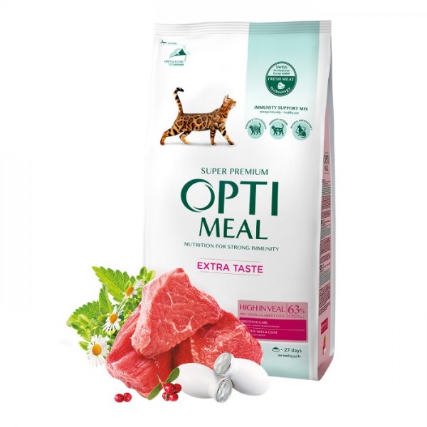 OPTIMEAL™. Complete dry pet food for adult cats high in veal, 1,5kg