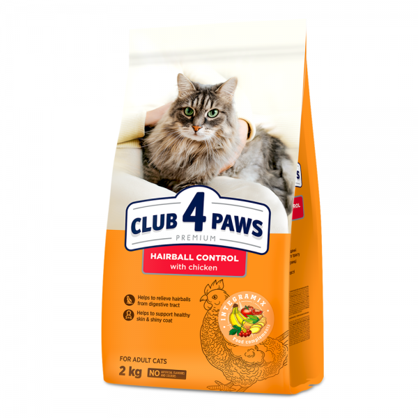 CLUB 4 PAWS Premium  pienso seco comleto para gatos adultos "Control de Bolas de Pelo"-2 kg
