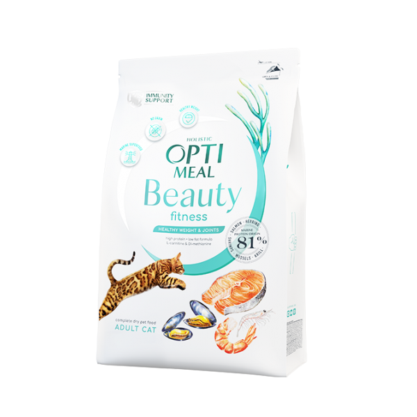 OPTIMEAL™ Beauty Fitness PESO SALUDABLE Pienso seco sin cereales para gatos adultos. Super fórmula marina, 1,5kg