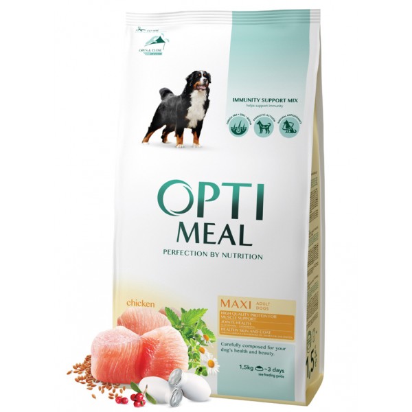 OPTIMEAL™. Complete dry pet food for adult dogs of maxi breeds - chicken 1,5 kg