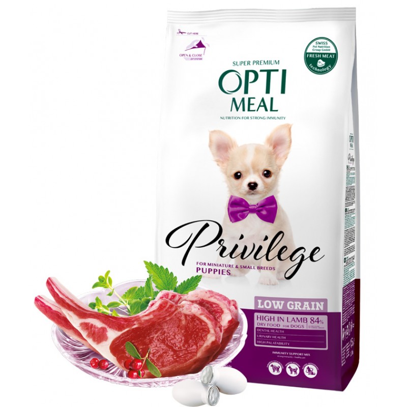OPTIMEAL™. Low grain сomplete dry pet food for puppies of miniature and small breeds high in lamb 1,5 kg