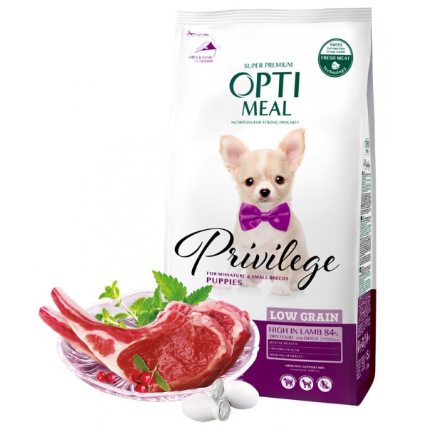 OPTIMEAL™. Low grain сomplete dry pet food for puppies of miniature and small breeds high in lamb 4 kg