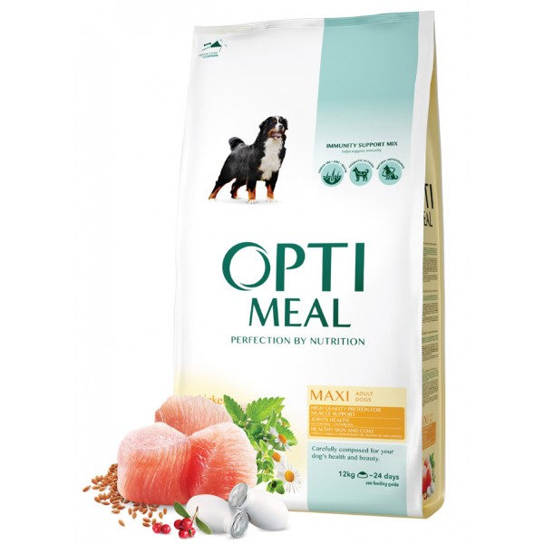 OPTIMEAL™. Complete dry pet food for adult dogs of maxi breeds - chicken 12 kg