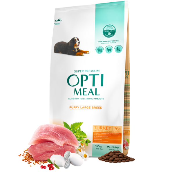 OPTIMEAL™. Complete dry pet food for puppies large breeds - turkey 12 kg