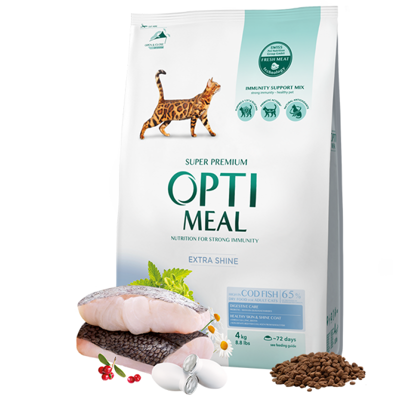 OPTIMEAL ™ Complete dry pet food for adult cats high in cod fish, 4 kg