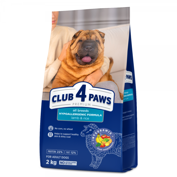 CLUB 4 PAWS Premium pienso seco completo para perros adultos de todas razaz -cordero y arróz ,2kg