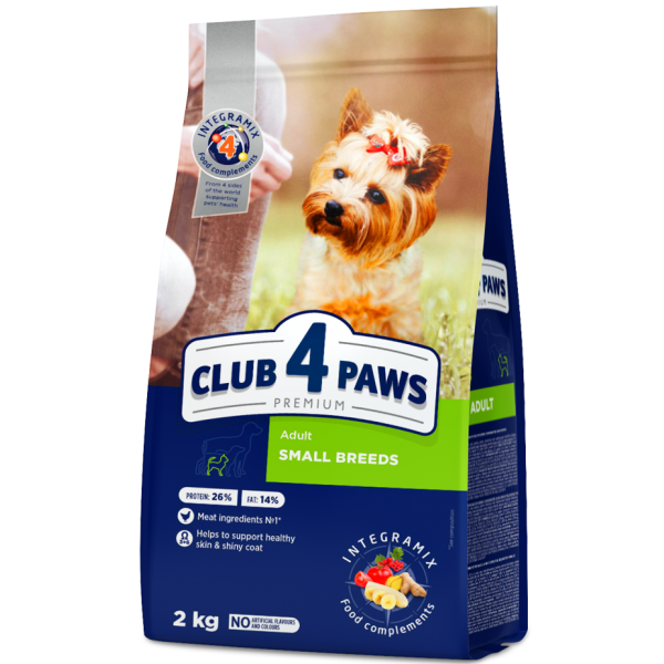 CLUB 4 PAWS Premium for small breeds. Сomplete dry pet food for adult dogs 2 kg