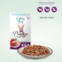 OPTIMEAL™. Grain free сomplete сanned pet food for puppies of miniature and small breeds, with veal and chicken fillet in sauce 
